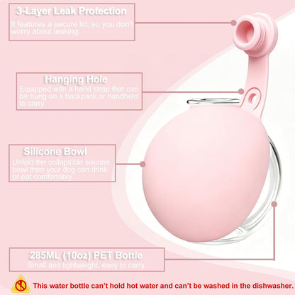 2-in-1 Portable Dog Water Bottle with Foldable Bowl