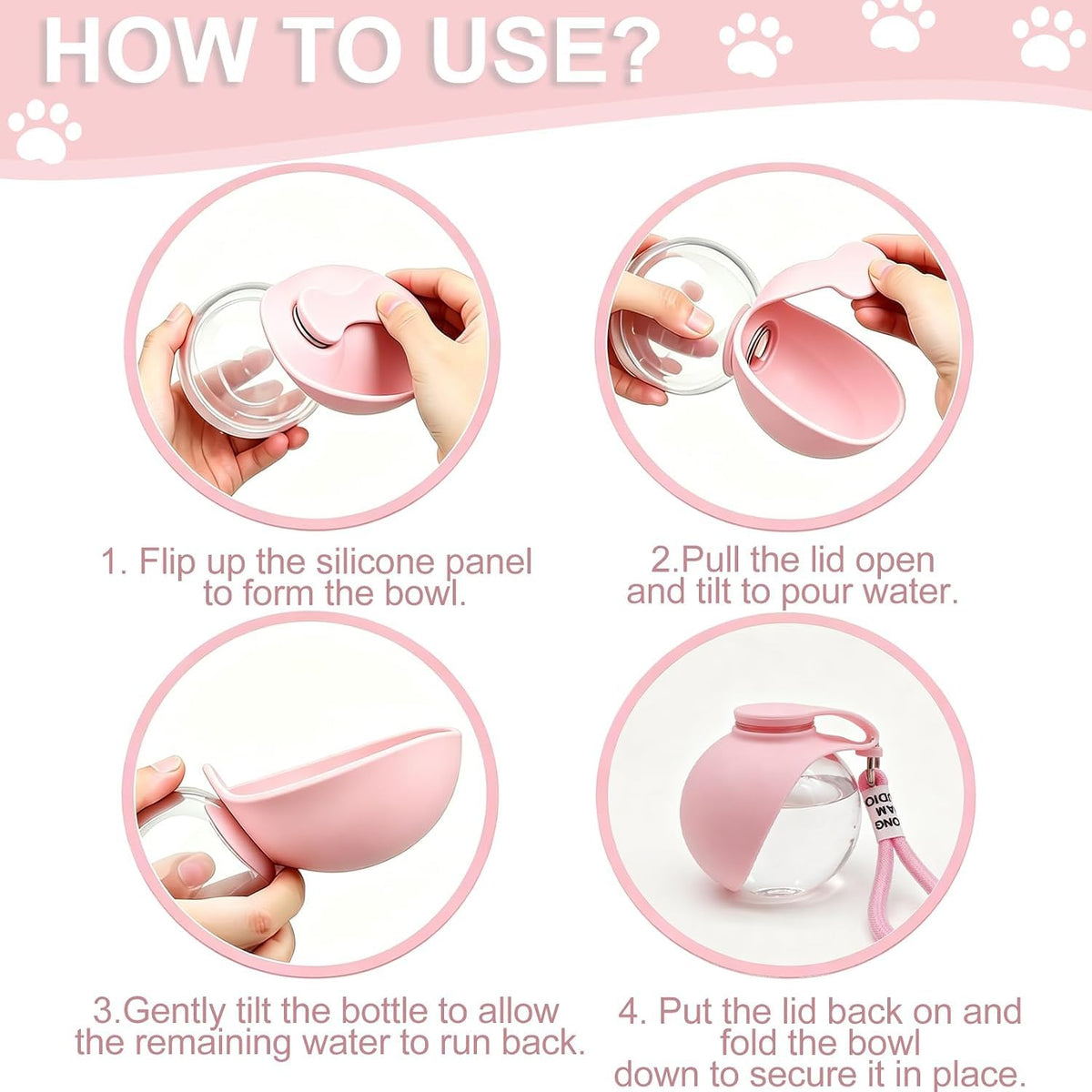 2-in-1 Portable Dog Water Bottle with Foldable Bowl