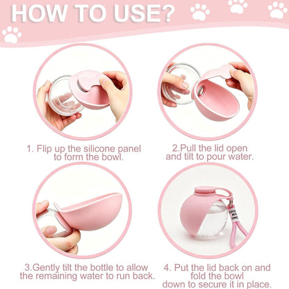 2-in-1 Portable Dog Water Bottle with Foldable Bowl