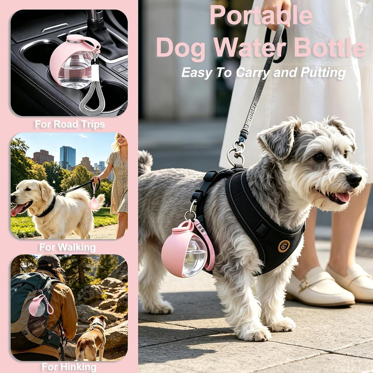 2-in-1 Portable Dog Water Bottle with Foldable Bowl